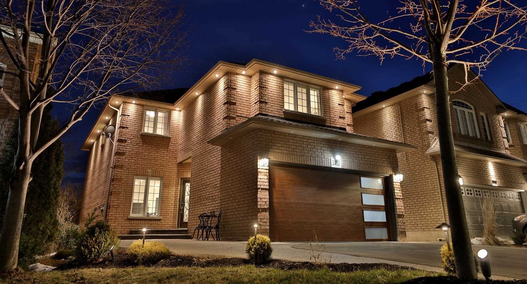 Exterior residential lighting on upscale home in Oakville