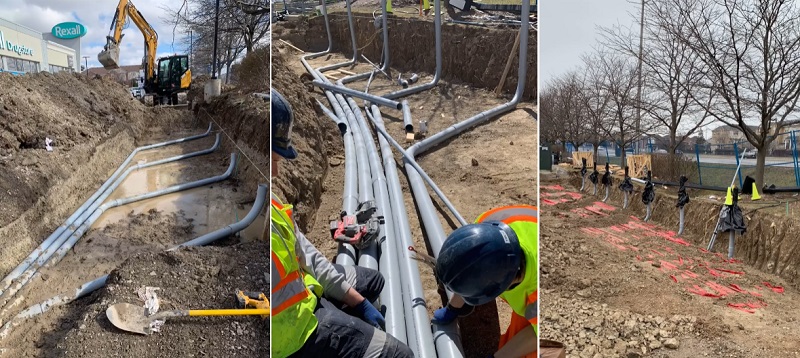 underground piping for electrical conduit for supercharger station in Mississauga