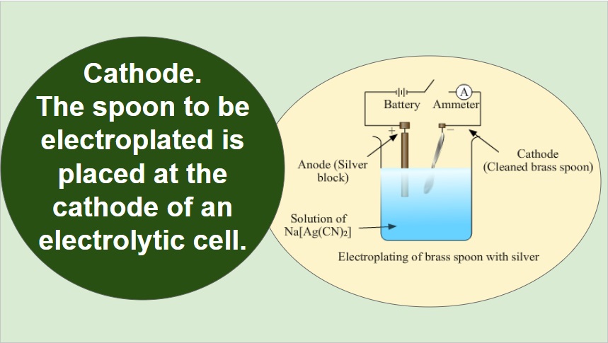 Electrolytic cell for electroplating silver spoons.